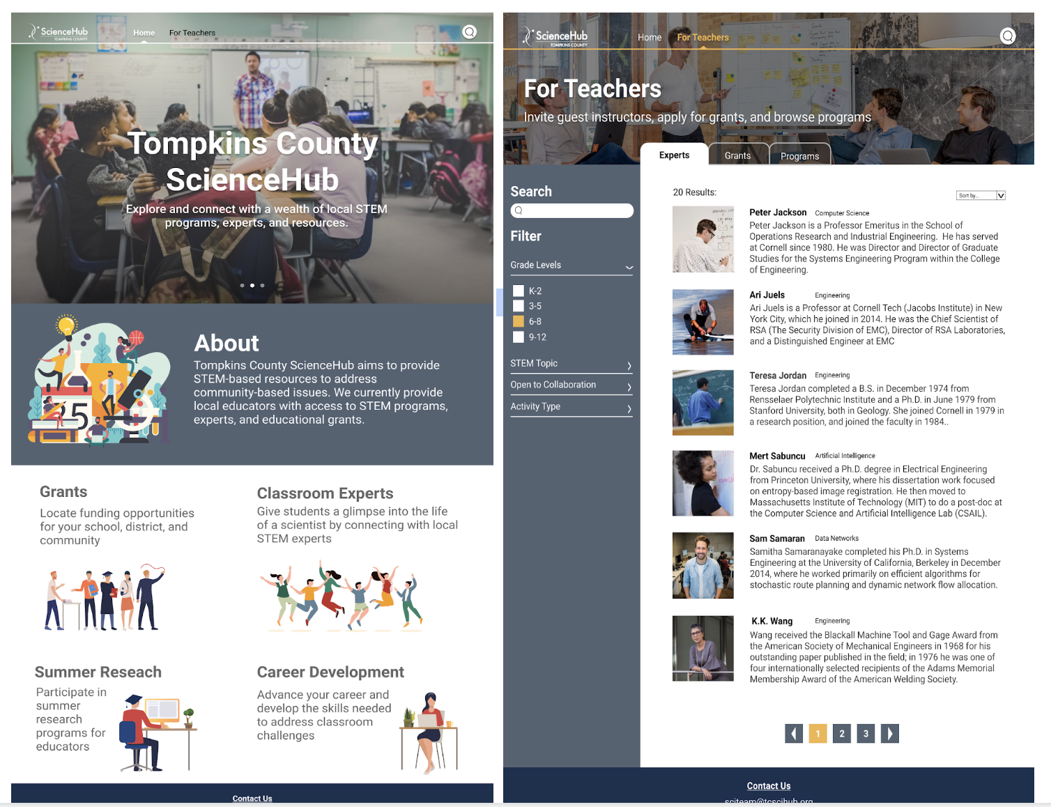Home &amp; database pages.