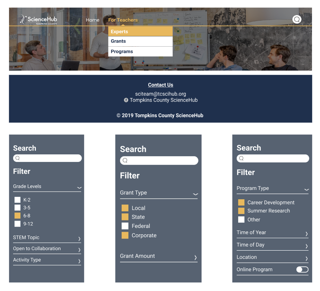 Header, footer &amp; database filter components.