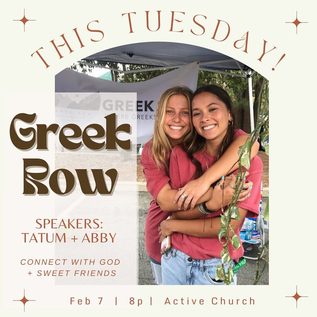 THIS Tuesday! Join us for a sweet night. Tatum + Abby will be sharing, we&rsquo;ll have snacks and discussion, and time to connect with God and friends! Mark your calendar, tag some friends you&rsquo;d love to join you, and DM us if you need a ride!