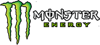 Monster Energy logo with green claw mark and text.