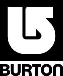 Burton logo with stylized "B" and "U" on black background