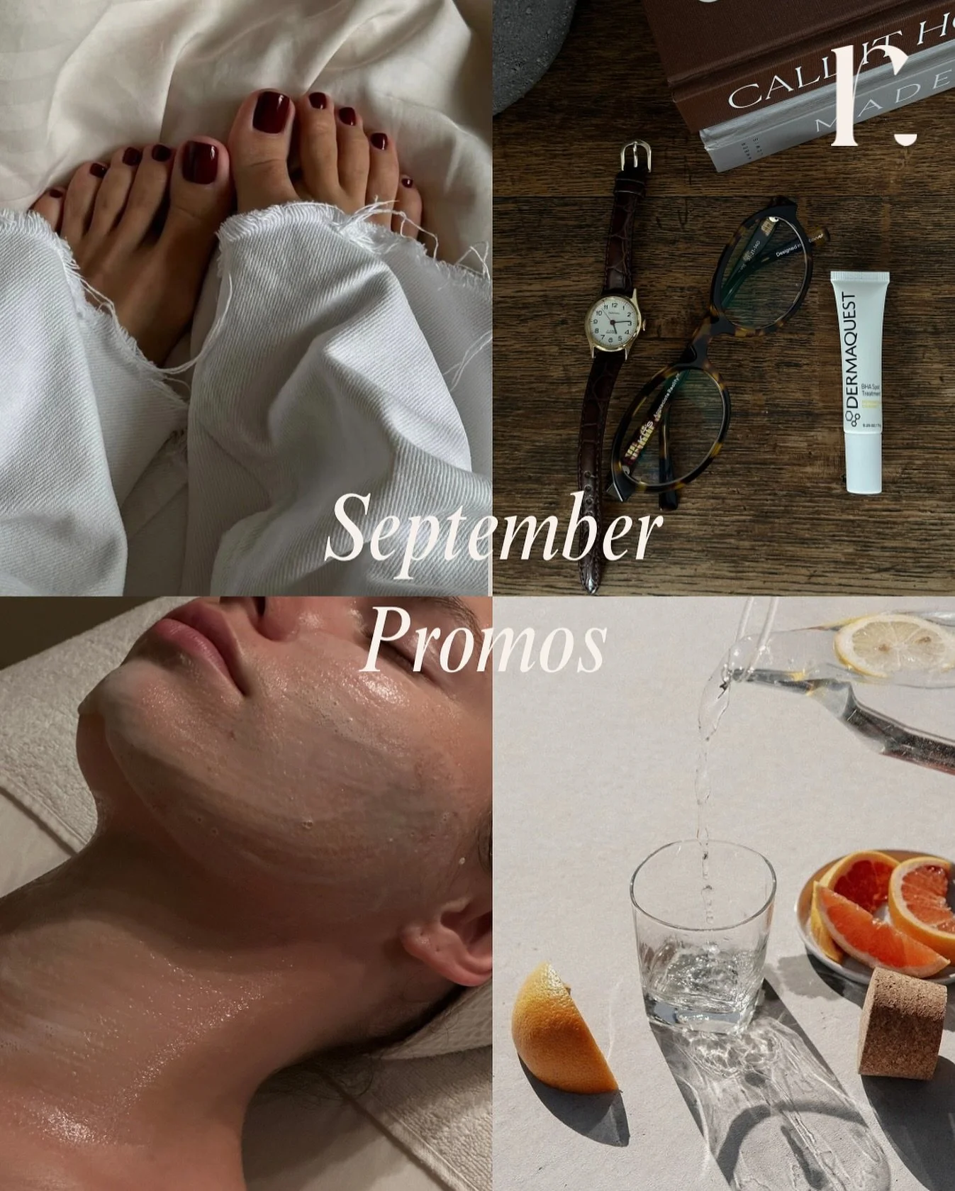 New Promos 🌅🌼🧡

Hello September! 
Our promos this month focus on refreshing after a busy summer. 

Essence Pedicure 15% off
New seasonal facial the Glow-Up, focuses on vitamin C and exfoliating. 30 mins for only $75! ✨