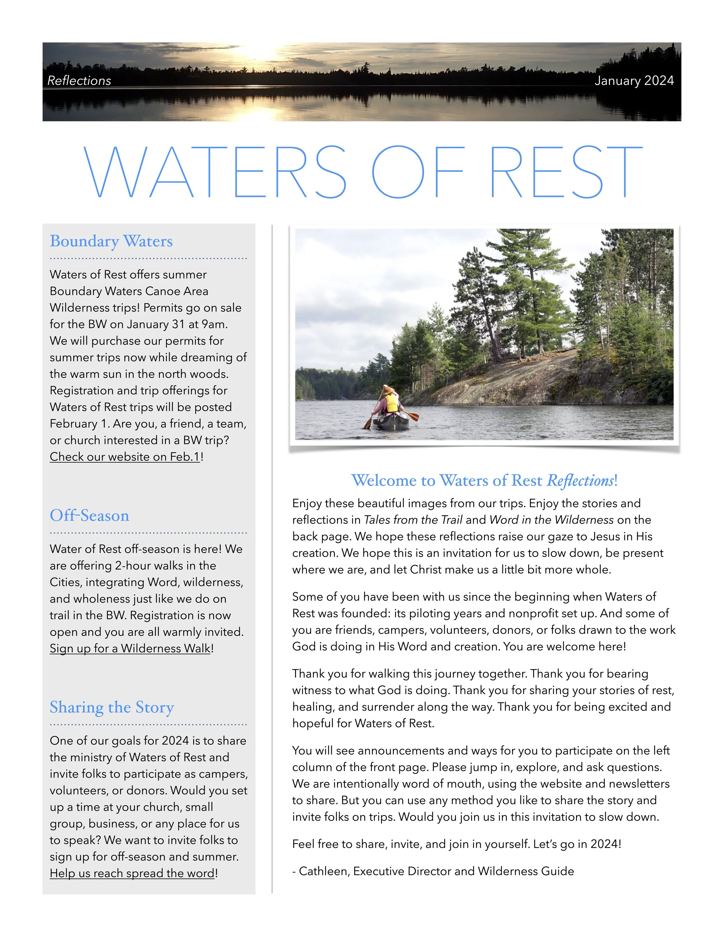 January 2024 - Featuring BWCA trips