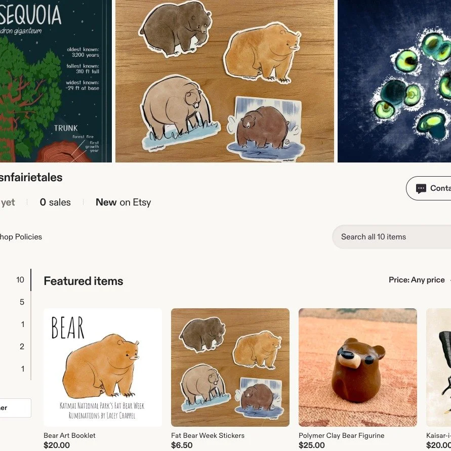 After much prep, my Etsy shop is now live! There are figurines, stickers, prints, and booklets for sale with more to come. And of course, there are plenty of fat bears to be found. Link in bio!

#etsystore #etsyshop #scienceillustration #illustration