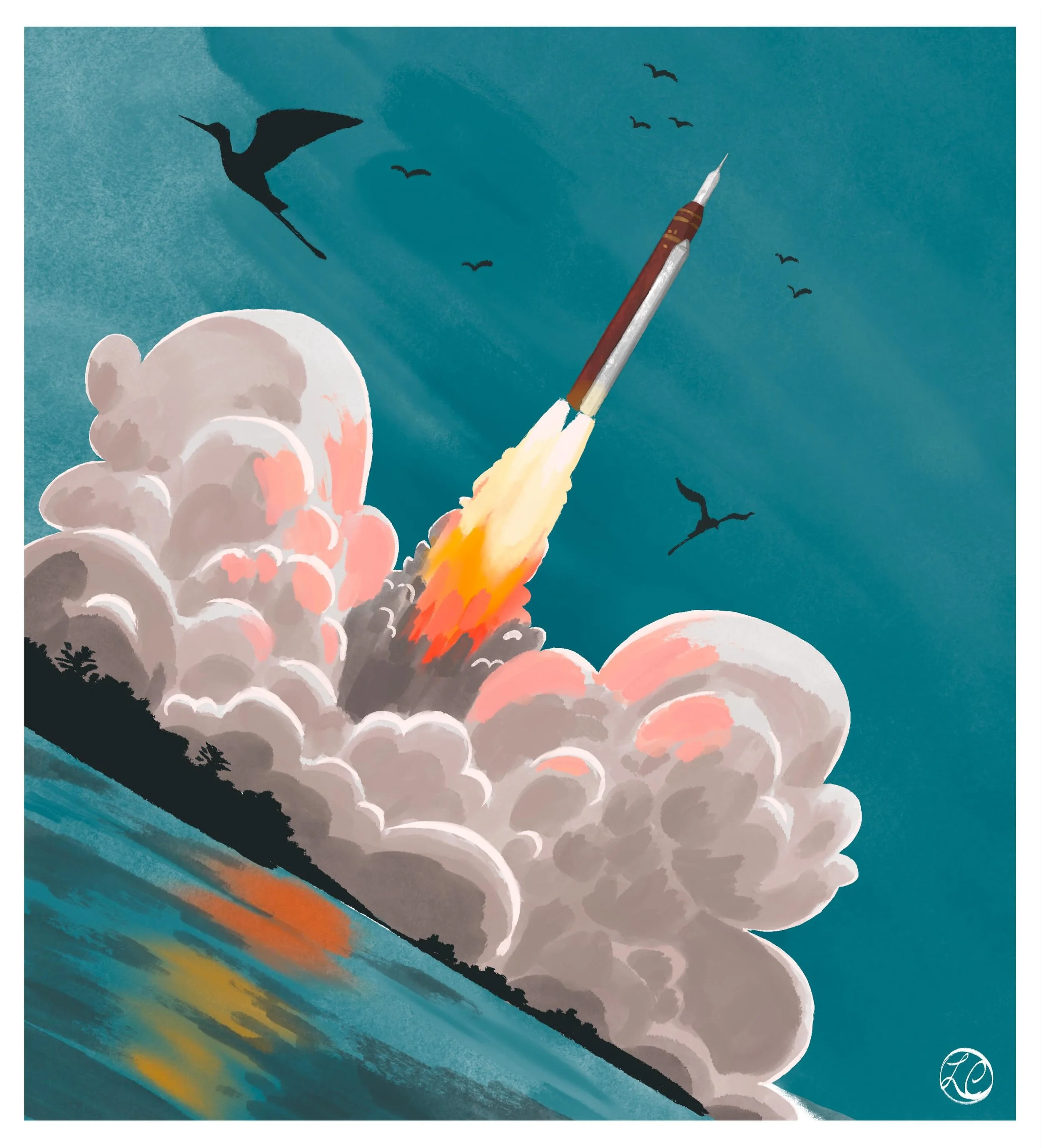🌑🚀 My first contribution to Artemis's Moon Joy June art challenge! This week's prompt is "launch" #moonjoyjune #moonjoy #artemis #artemisartshow #nasa