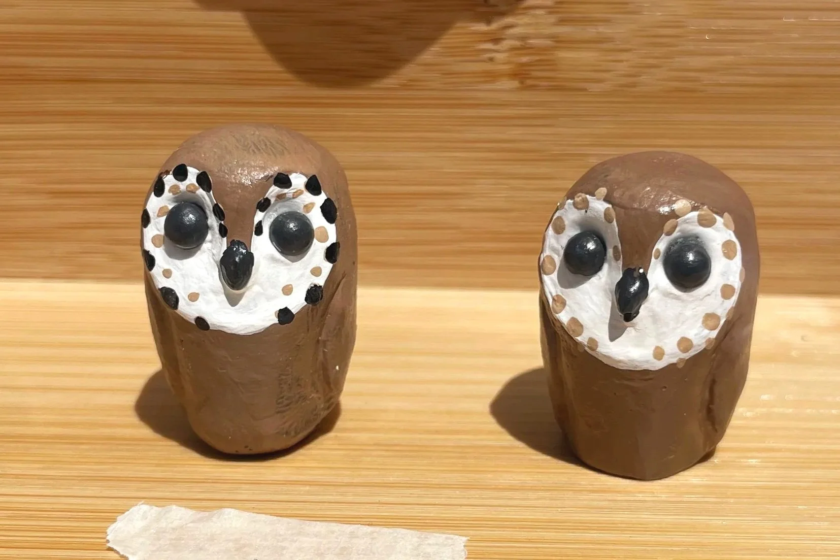 California Spotted Owls - Sculpted from polymer clay, cast in resin, painted with acrylic, coated in polyurethane finish