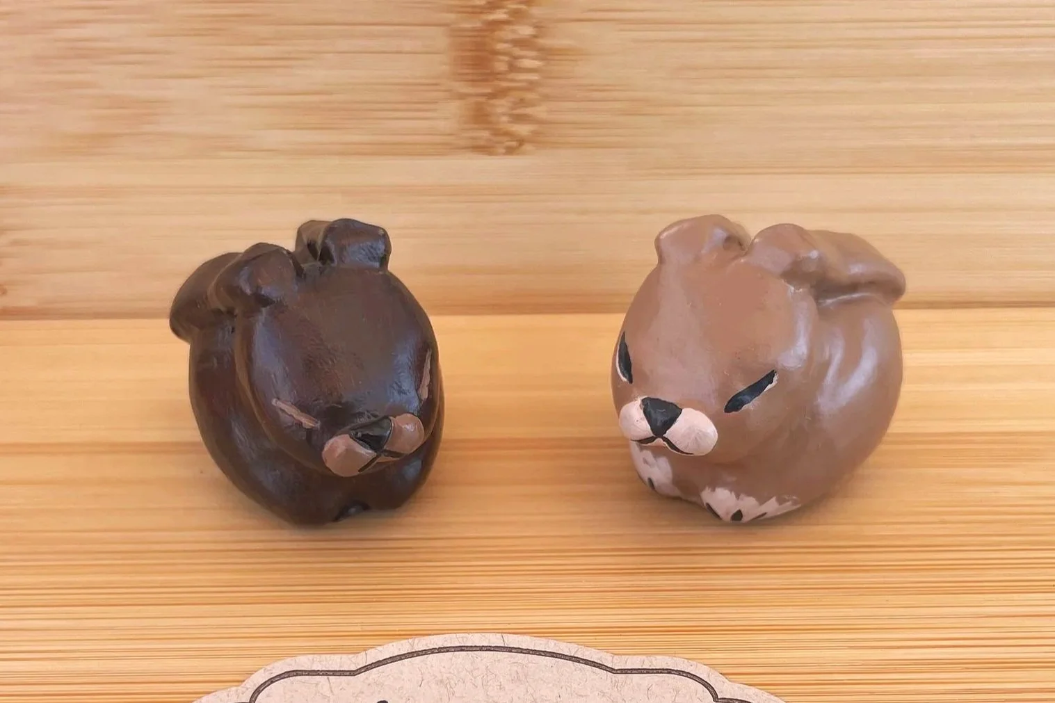 Bunnies - Sculpted from polymer clay, cast in resin, painted with acrylic, coated in polyurethane finish