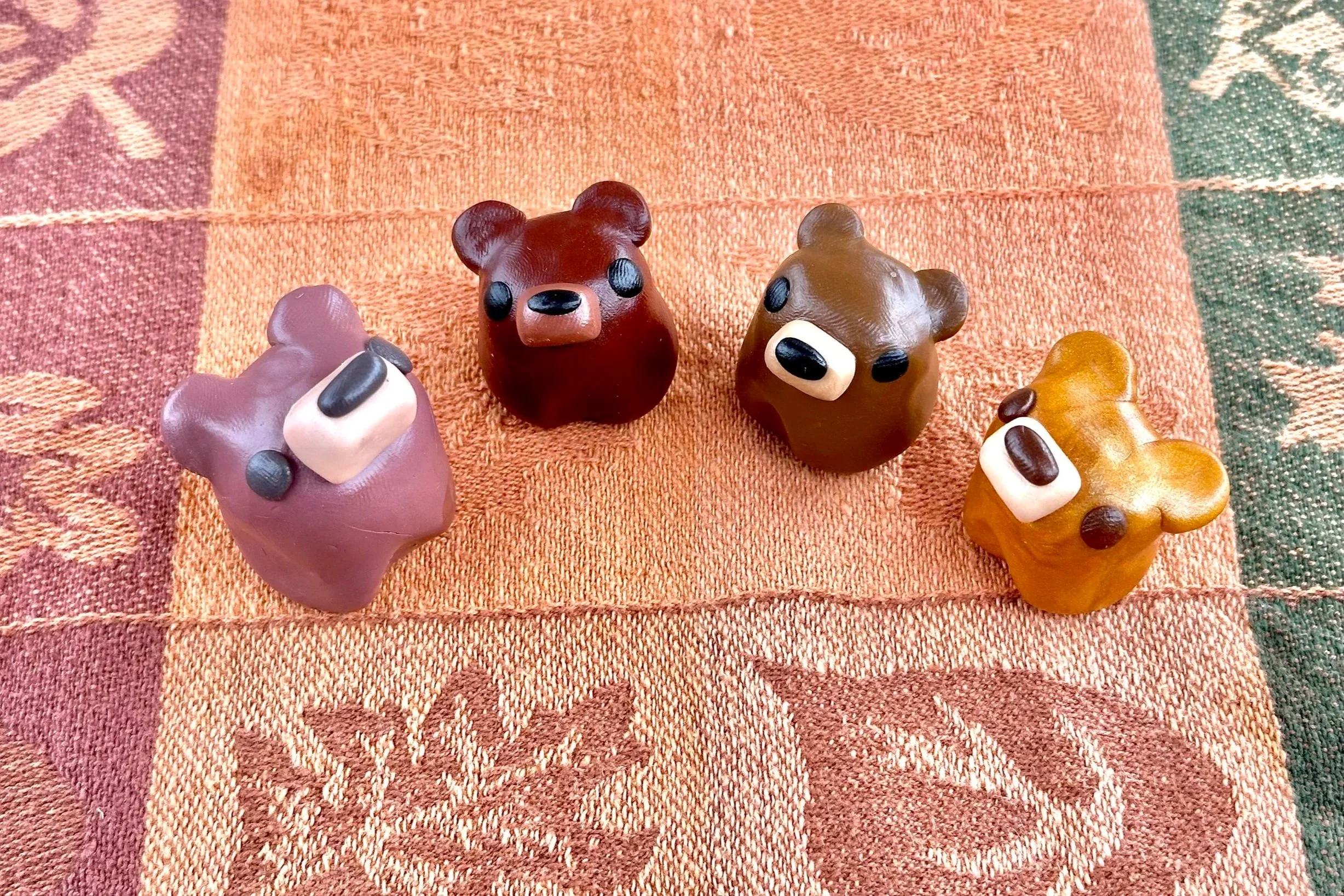 Bear Friends - Sculpted in Polymer Clay, coated in polyurethane finish
