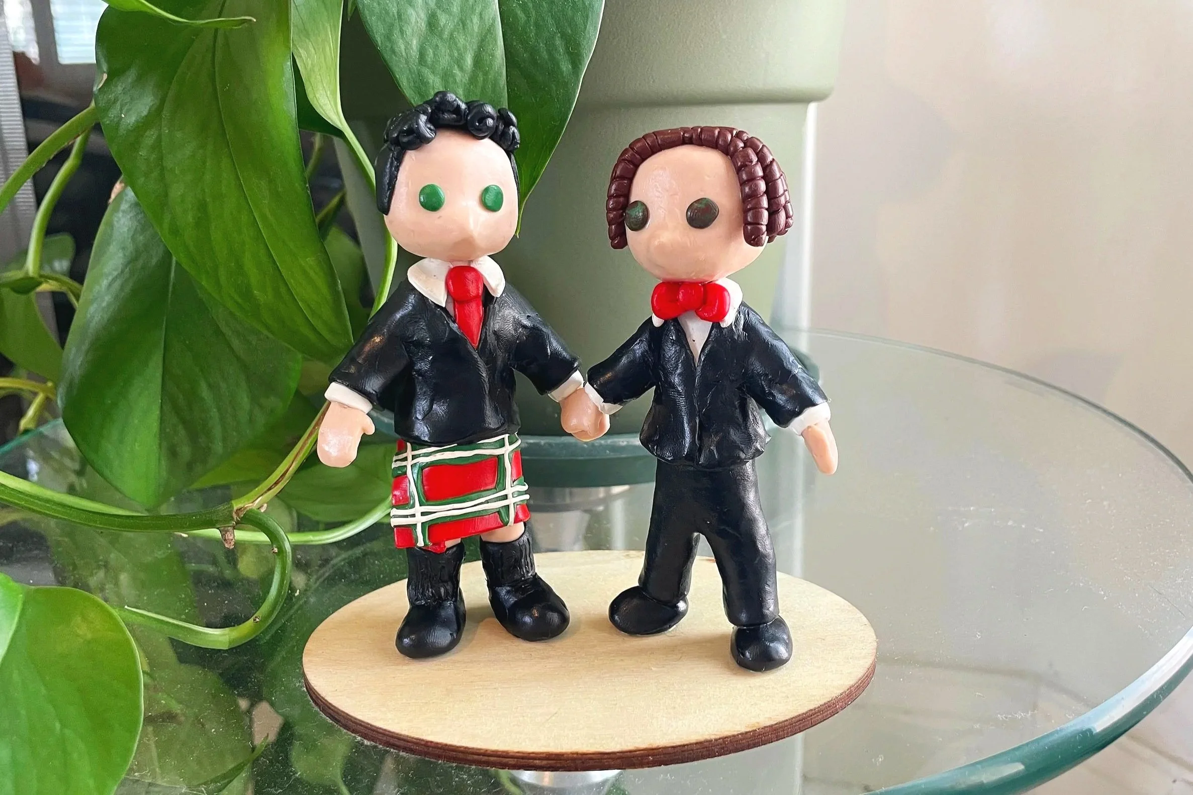 Wedding Cake Topper - Sculpted in Polymer Clay, coated in polyurethane finish