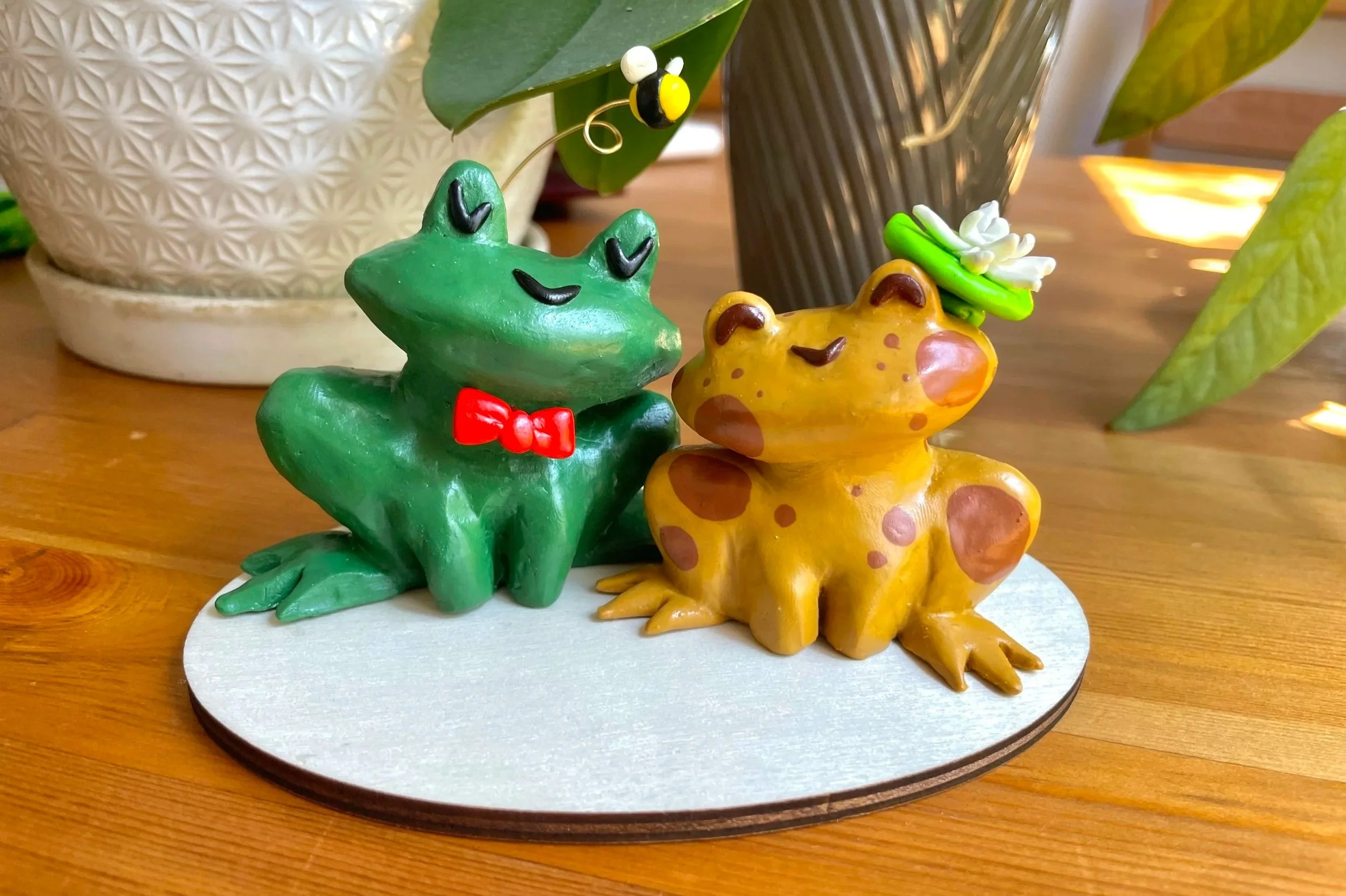 Wedding Cake Topper - Sculpted in Polymer Clay, some acrylic paint accents, coated in polyurethane finish