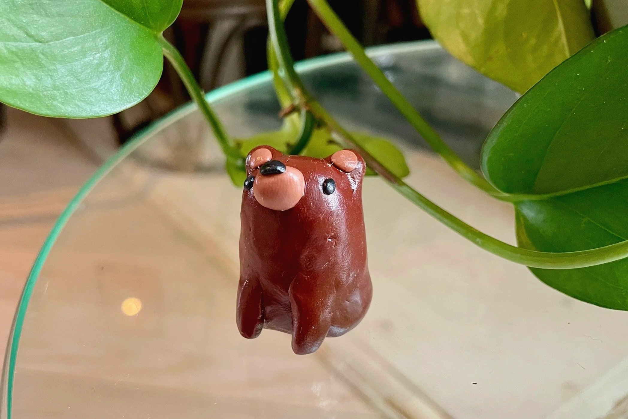 Black Bear- Sculpted in Polymer Clay, coated in polyurethane finish