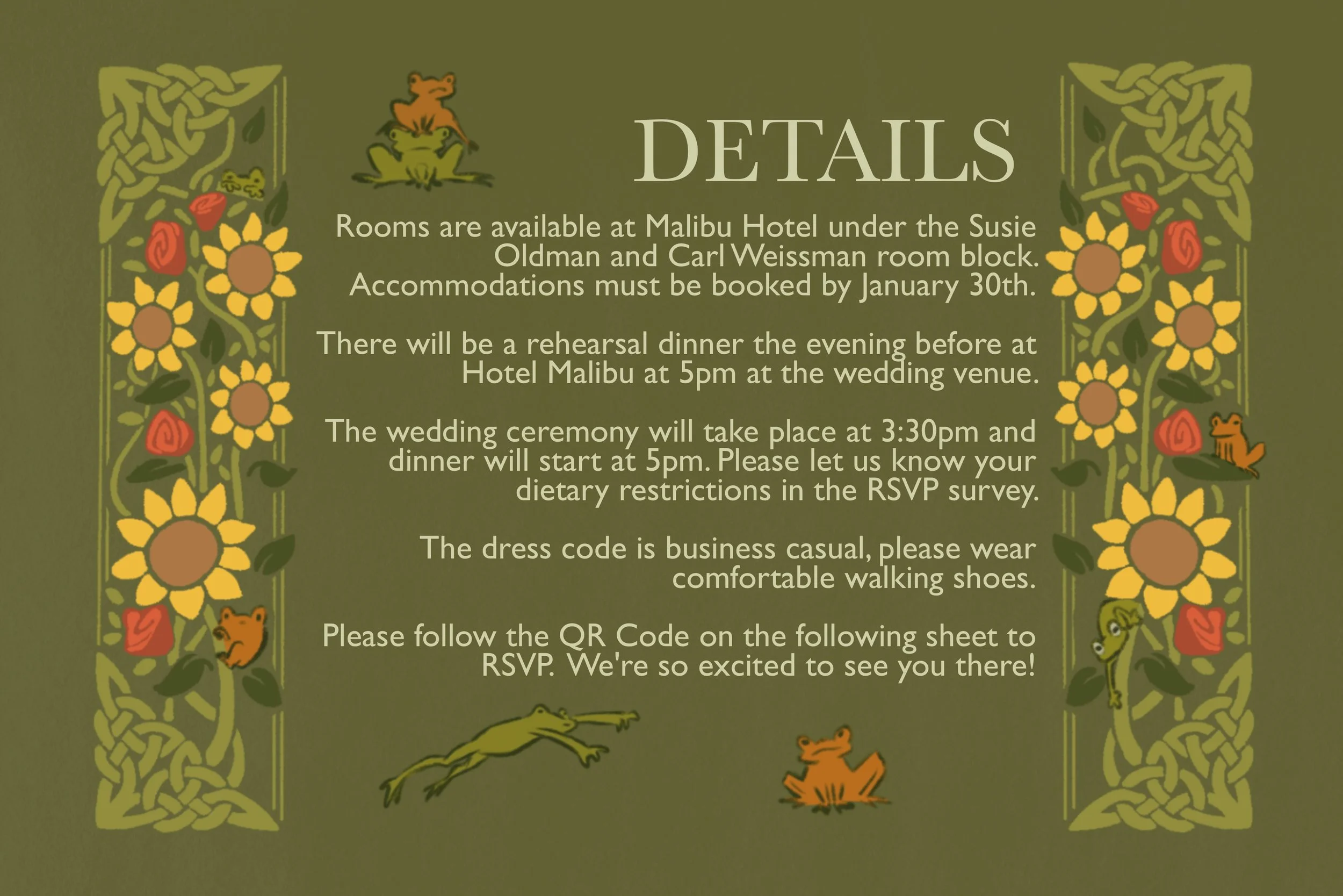 Wedding Invitation Detail Sheet