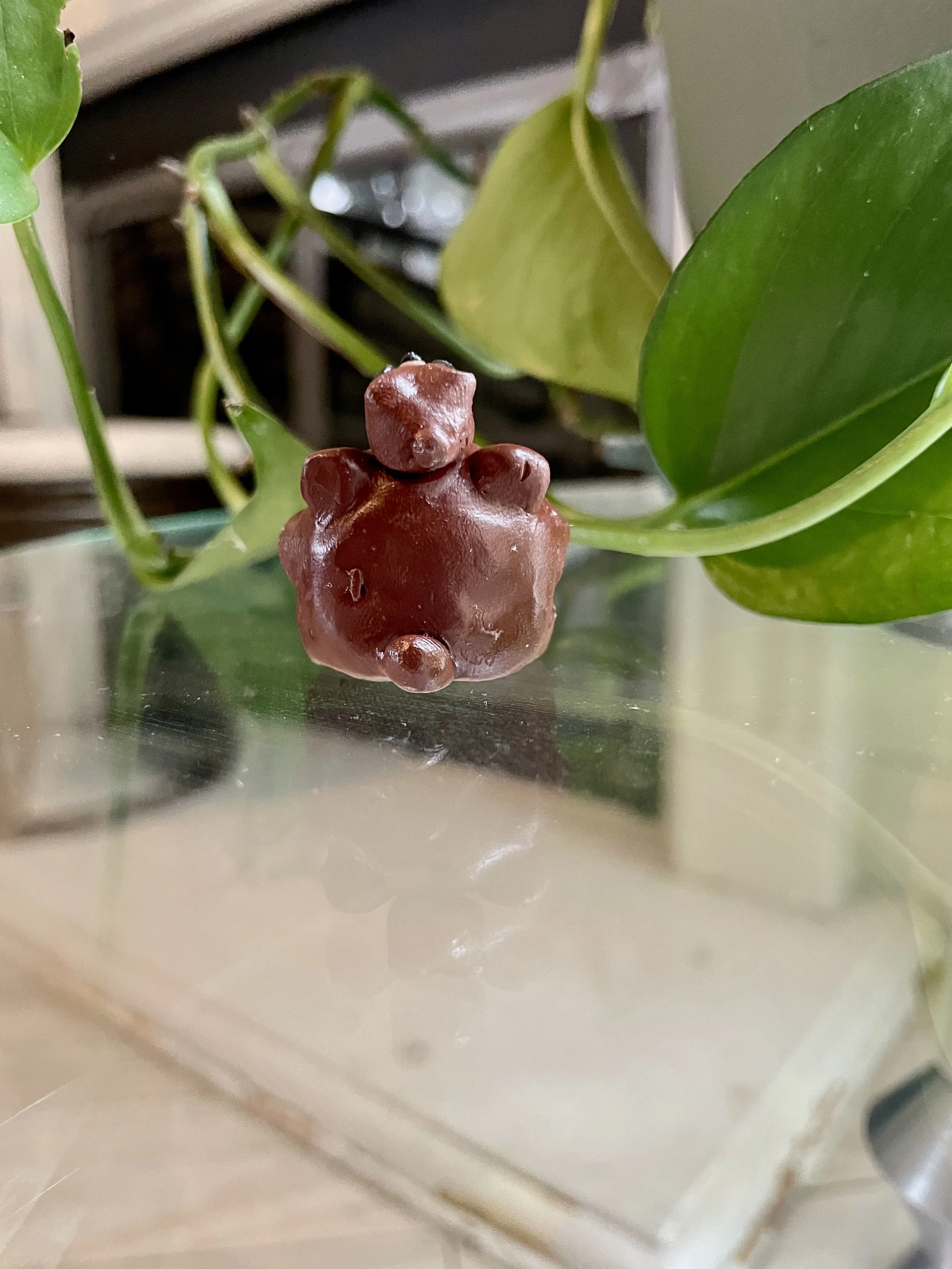 Black Bear (on Bear) - Sculpted in Polymer Clay, coated in polyurethane finish