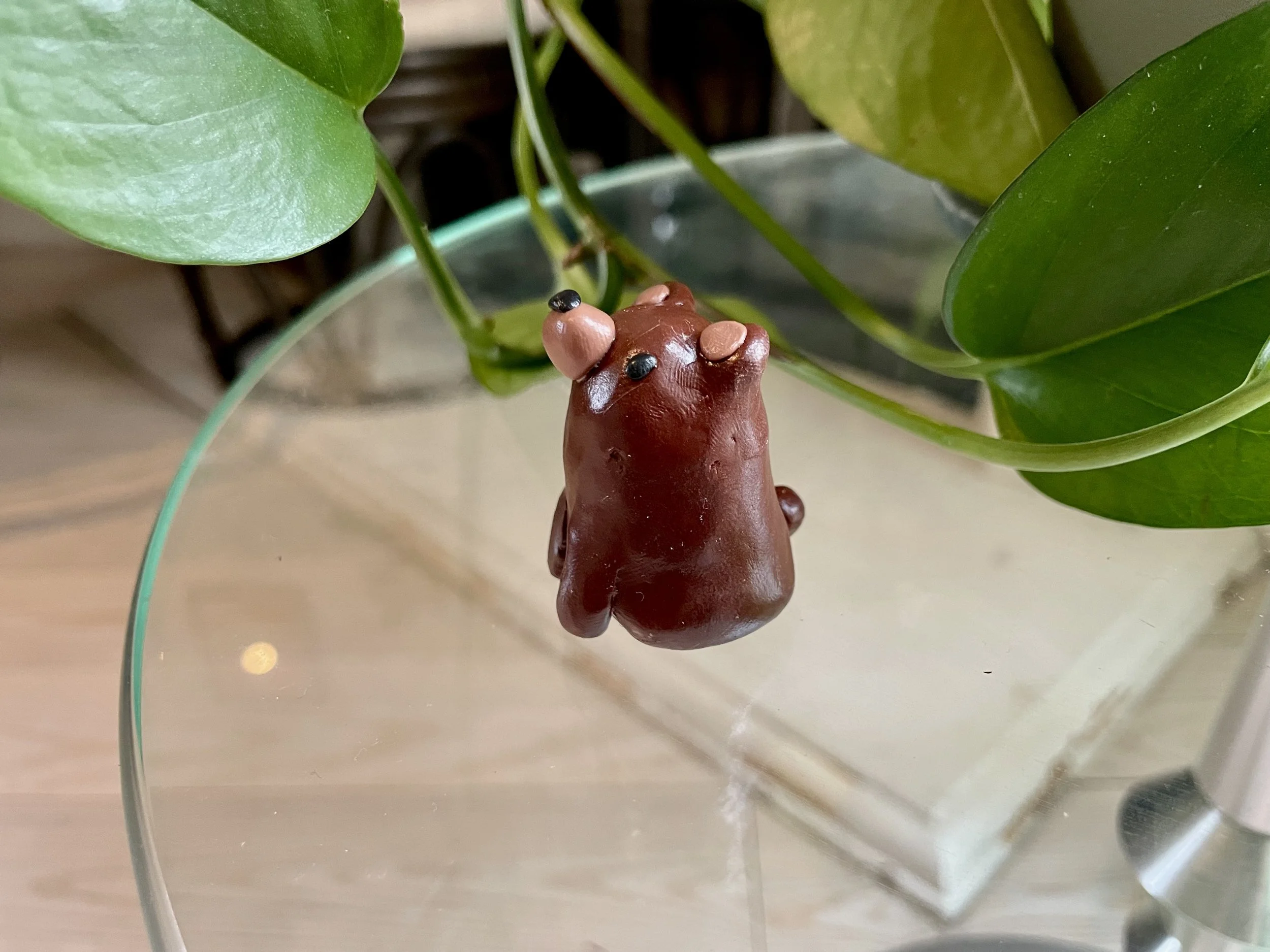 Black Bear- Sculpted in Polymer Clay, coated in polyurethane finish