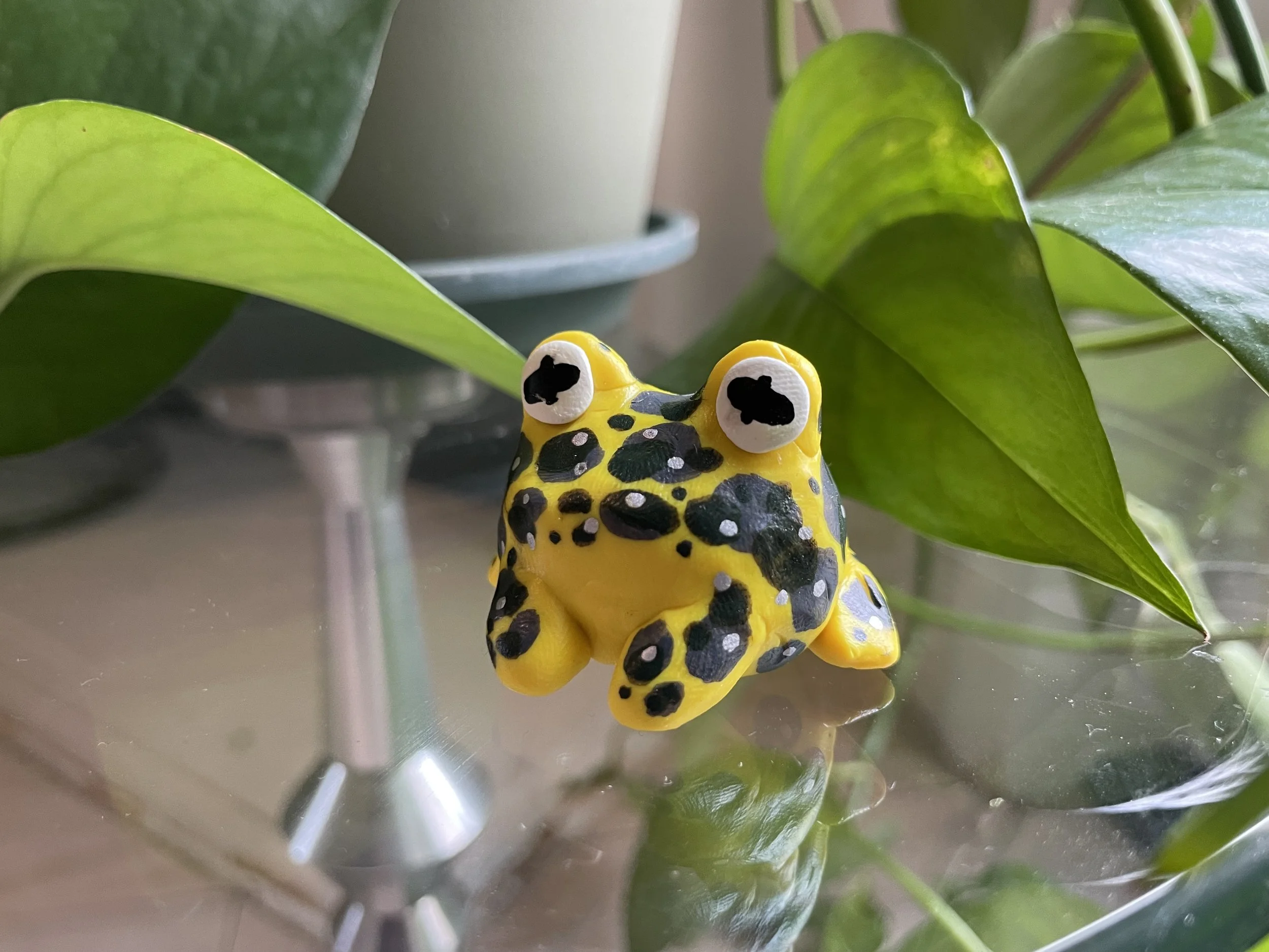 Mountain Yellow-Legged Frogs - Sculpted in Polymer Clay, some acrylic paint accents, coated in polyurethane finish