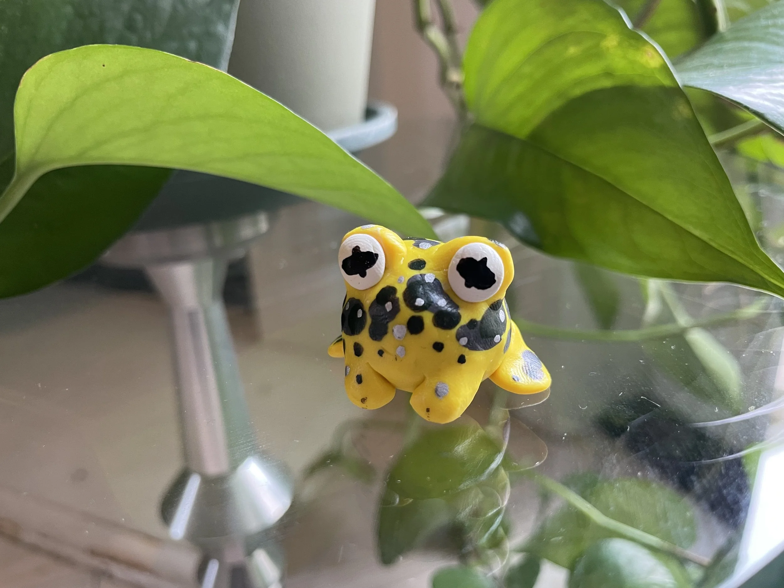 Mountain Yellow-Legged Frogs - Sculpted in Polymer Clay, some acrylic paint accents, coated in polyurethane finish