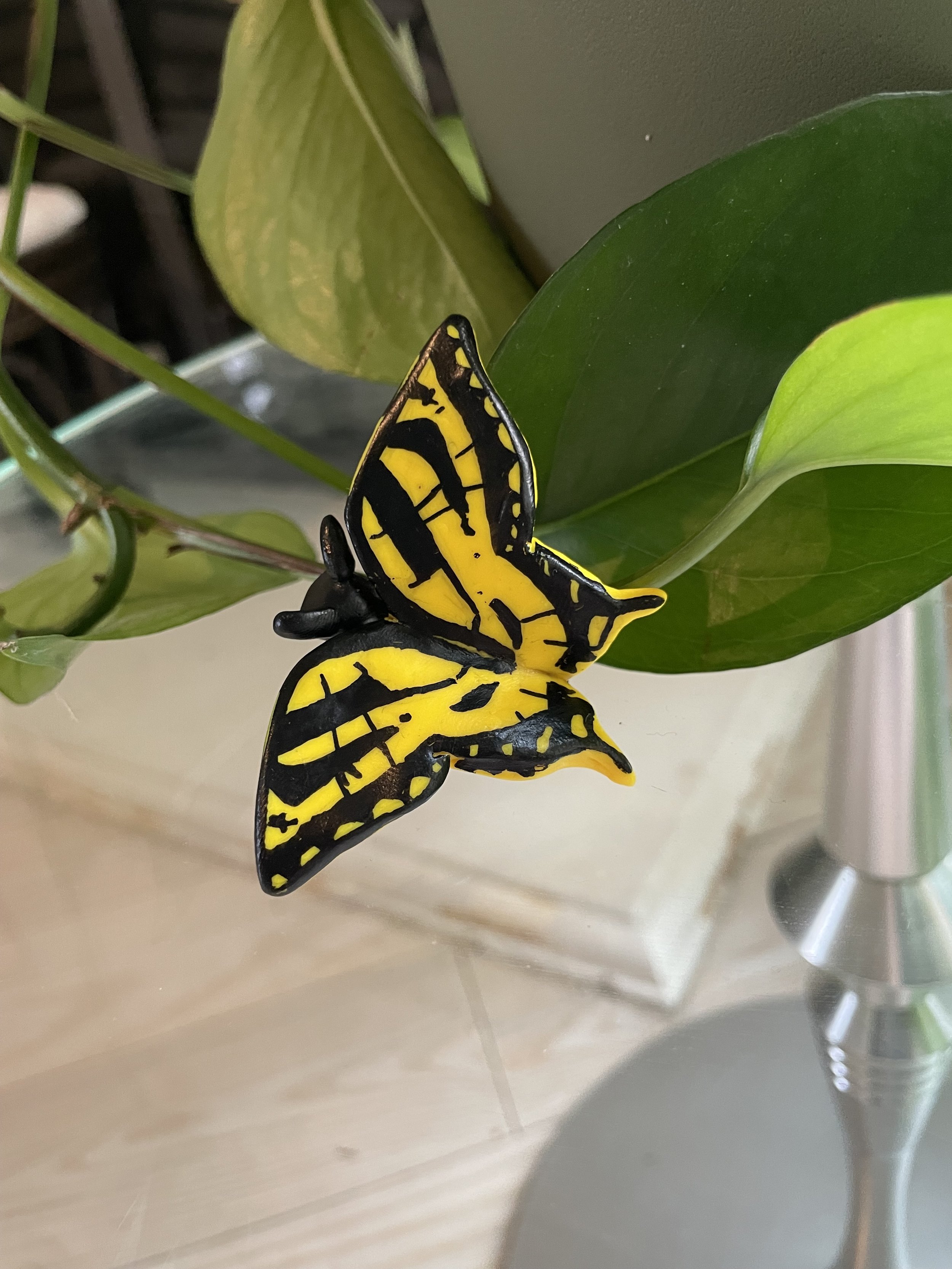 Western Tiger Swallowtail - Sculpted in Polymer Clay, some acrylic paint accents, coated in polyurethane finish