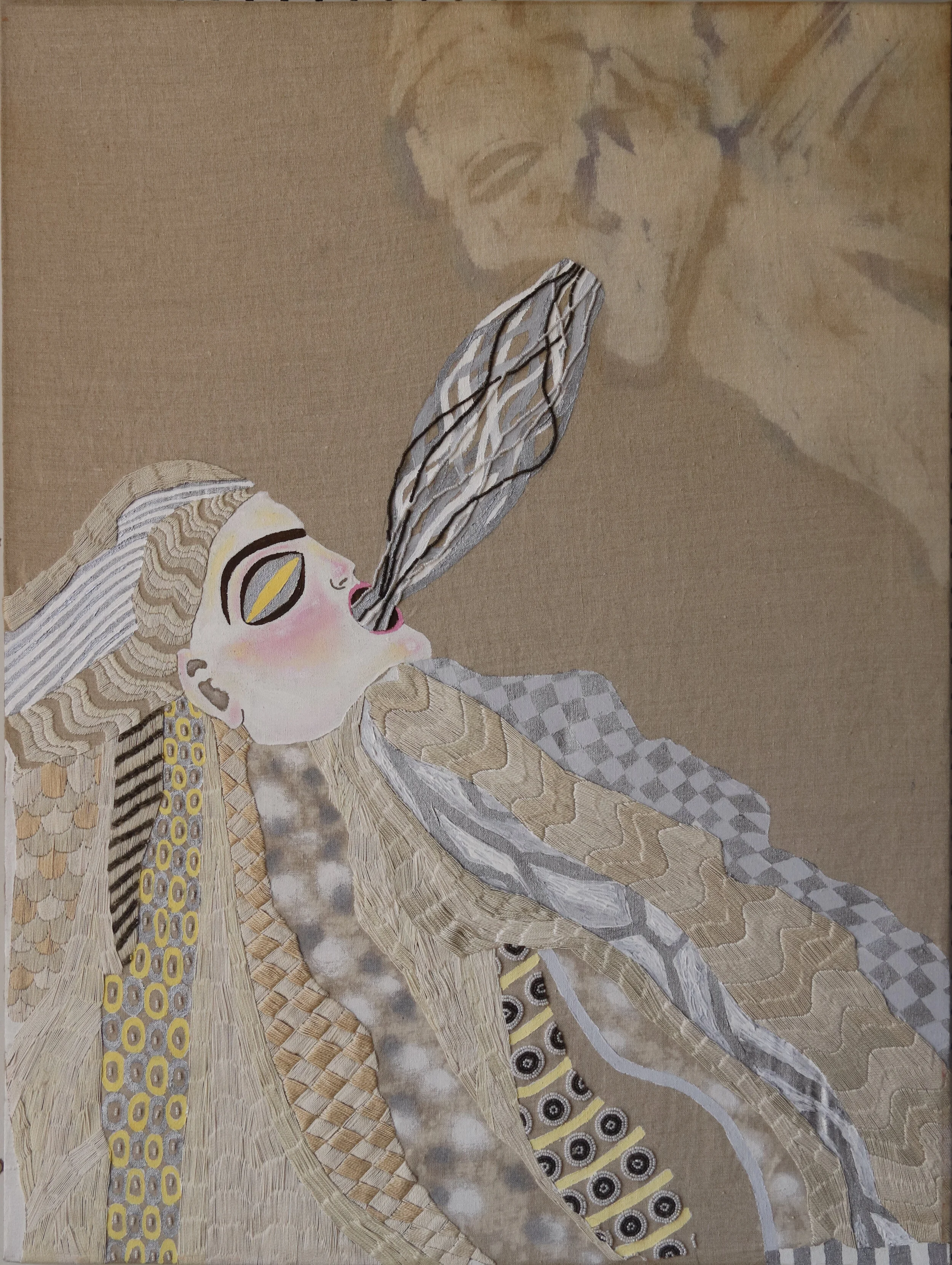 Obatala, Mixed media on raw linen, 27" x 36", 2010