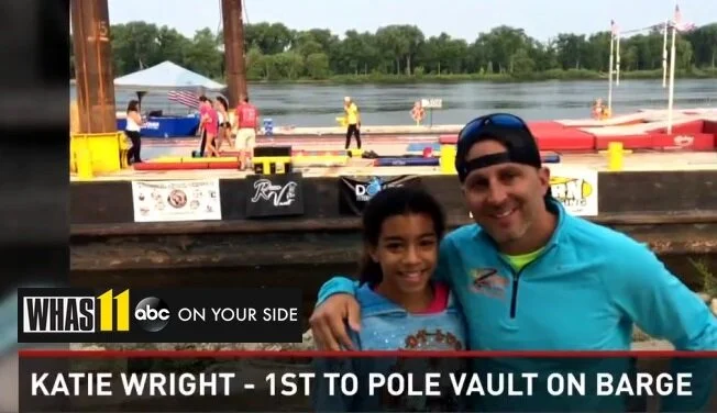 Katie Wright's barge vault made the TV news back home in Kentucky!