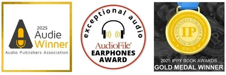 Kansas Book of the Year, Audie Award, AudioFile Earphones Award and IPPY Gold Medal logos
