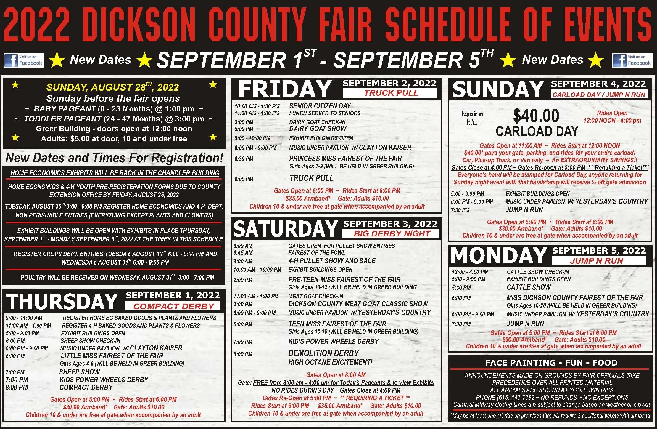 Schedule of Events — Dickson County Fair