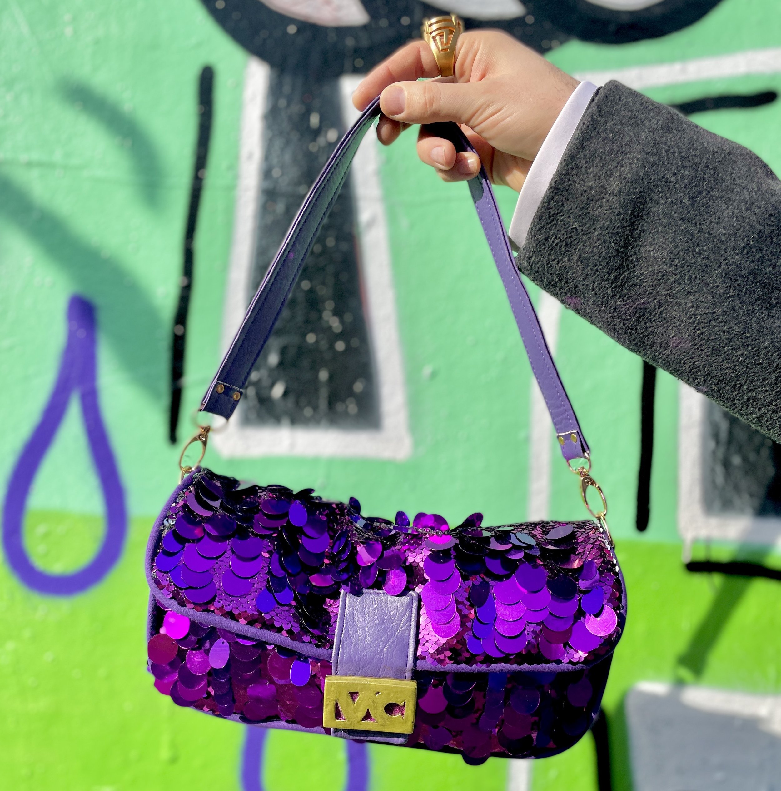 Baguette - Purple sequined bag