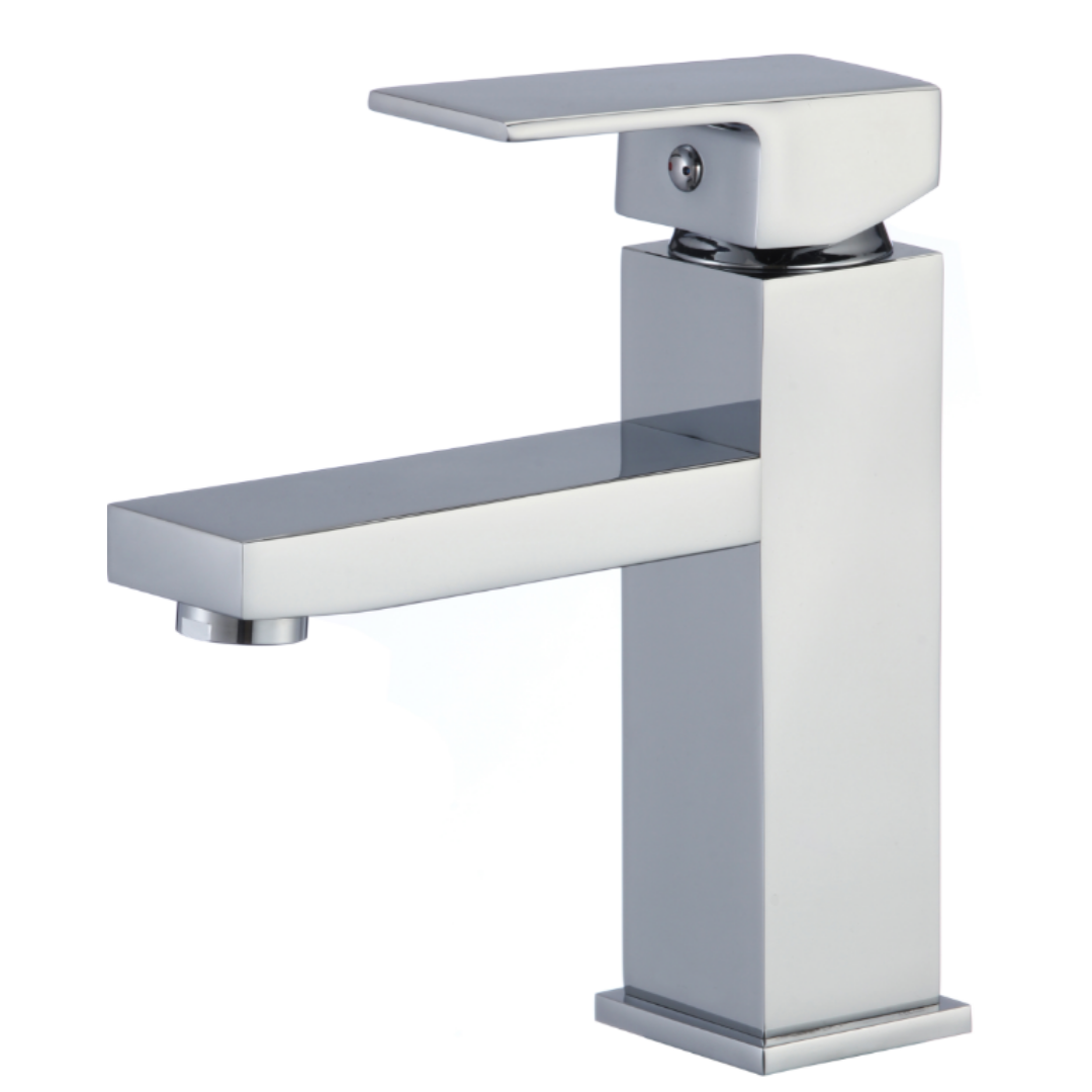 Square Single Handle Deck Mount Bathroom Faucet -3 Finishes