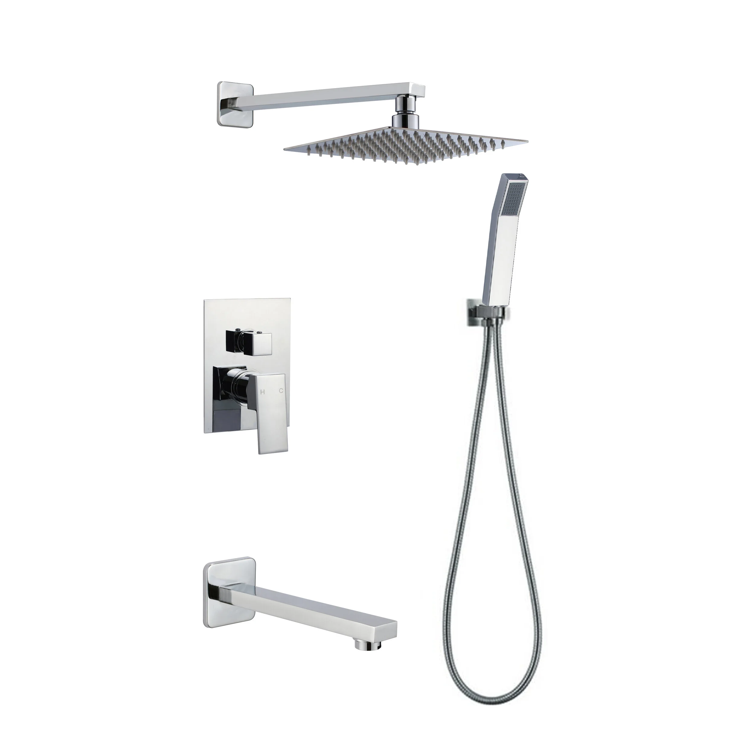 Tub and Shower System with Hand-held Brushed Nickel