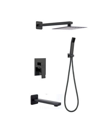 Tub and Shower System with Hand-held Matt Black