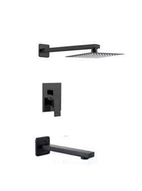 Tub and Shower System Matt Black