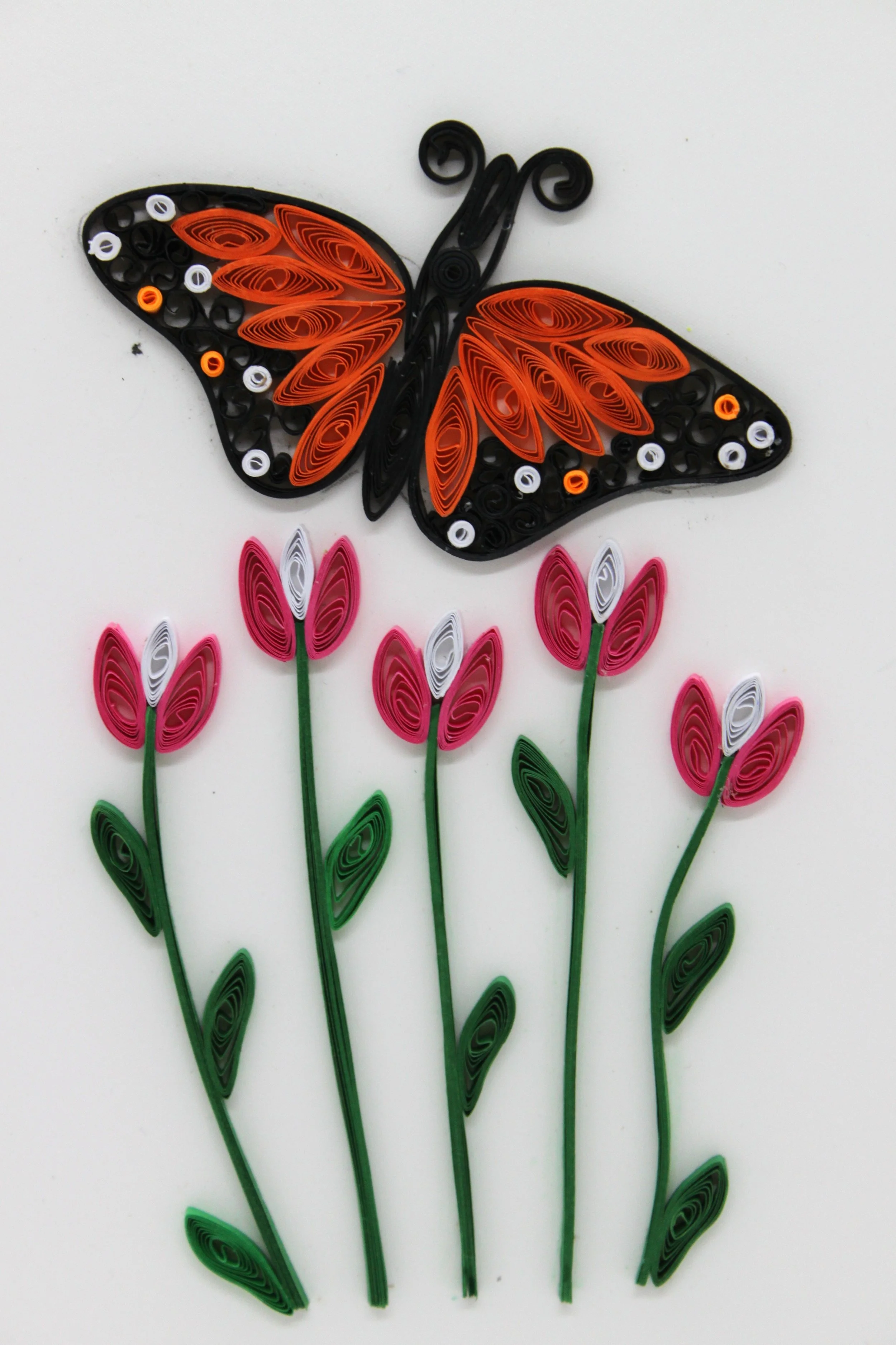 Monarch with Pink Tulips