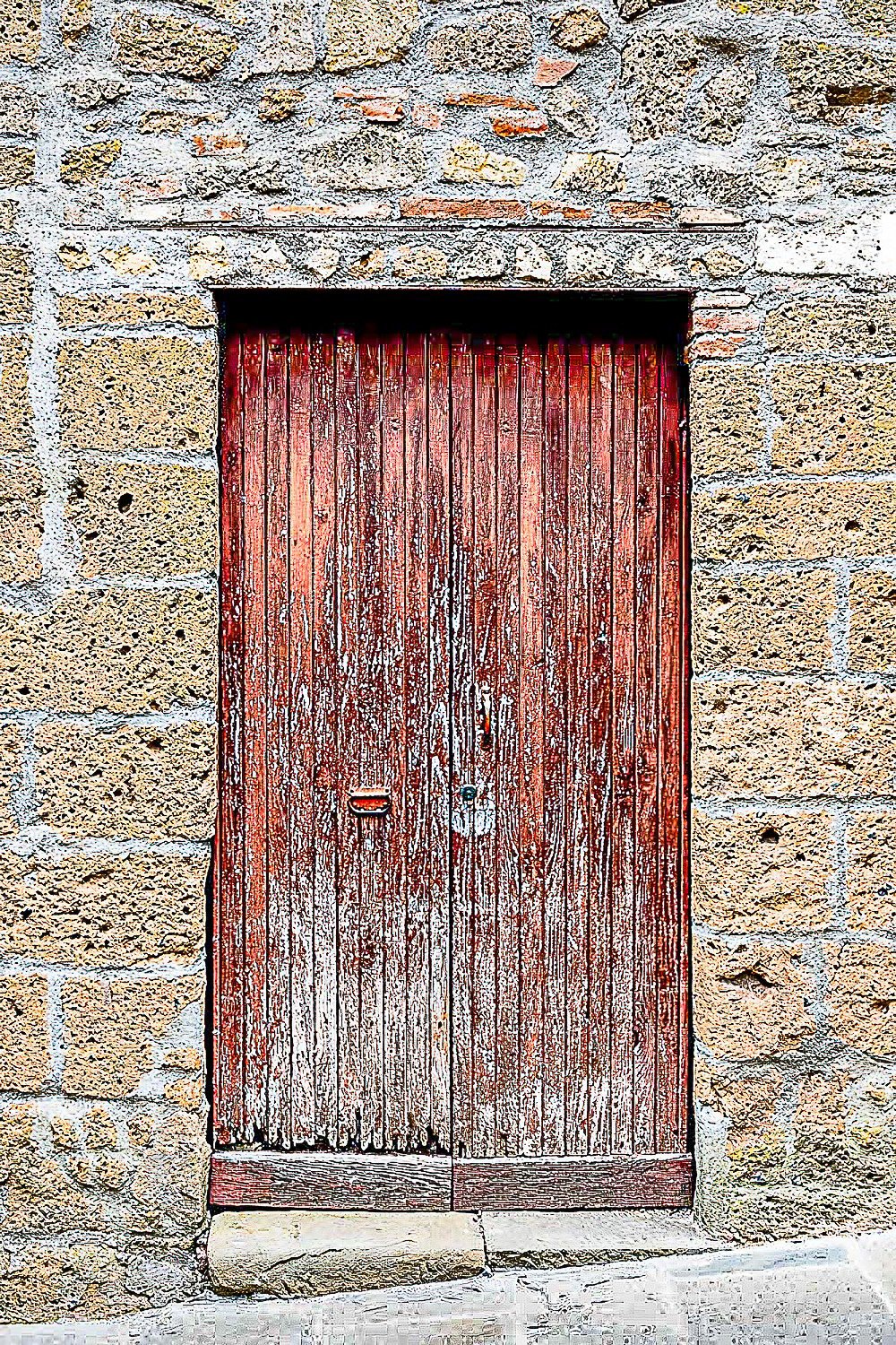 Distressed Red Door