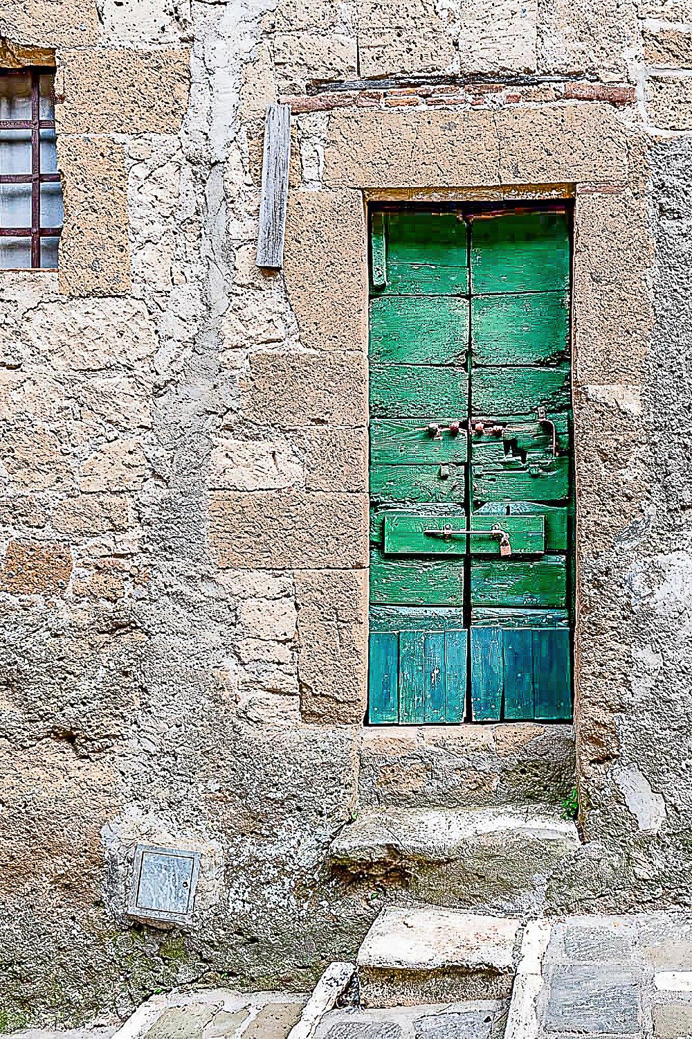 Green Door on Steps