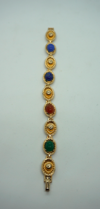 Multi-colored Cabachon Link Bracelet