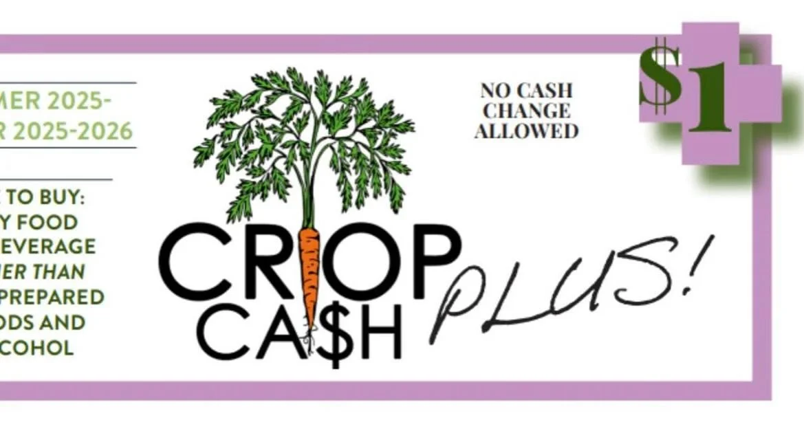Amazing news for those with EBT/P-EBT benefits! NOFA-VT has announced that they&rsquo;ll be INCREASING the match level of Crop Cash PLUS to $20 starting on October 1st! Crop Cash PLUS can be spent just like tokens, on ANY EBT-eligible item, including
