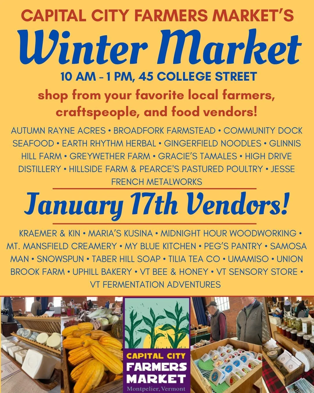It&rsquo;s a Winter Market Week! Come out this Saturday 10-1 to Alumni Hall, 45 College Street, to shop from these amazing local producers! 

Veggies, meat and seafood, beer and spirits, breads and pastries, herbals and infusions, cheese, jewelry and