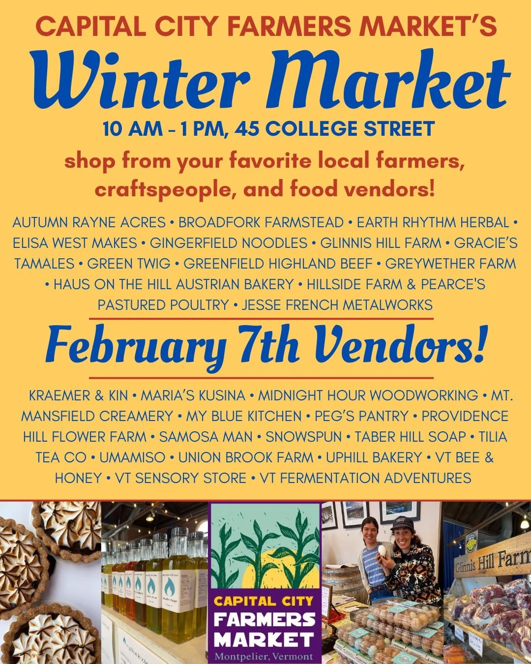 We&rsquo;re back! This Saturday, find these vendors at Alumni Hall, 45 College Street, 10am-1pm! 

Remember you can find us every 1st and 3rd Saturday of each month through April at AlumnI Hall, hosted by @thenewschoolofmontpelier and sponsored by L.