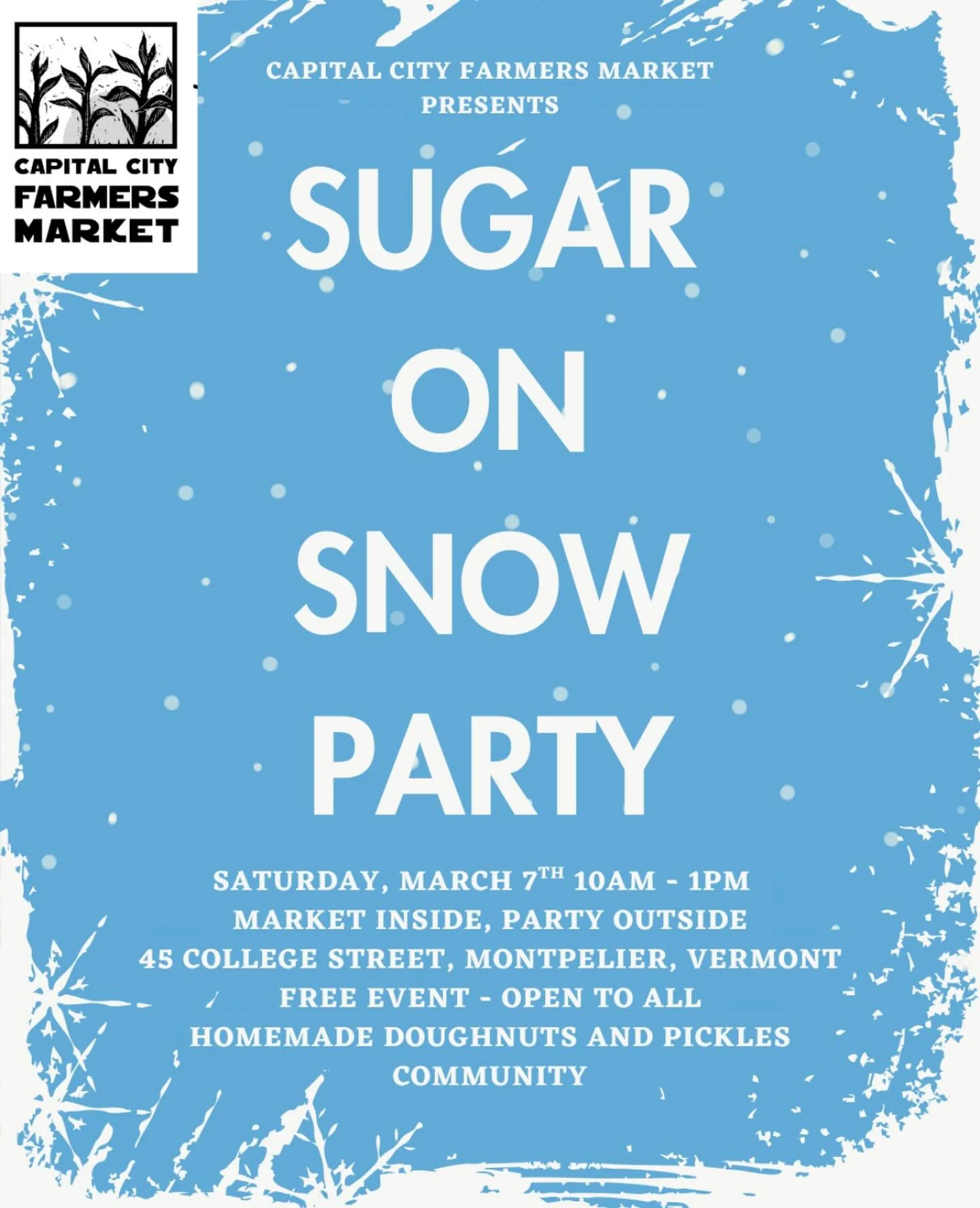Events are back, baby! 

Please join us for our Sugar on Snow Party- March 7th, 10am-1pm. Roll up to Alumni Hall (45 College St.) and enjoy a delicious maple treat from @sillowaymaple, fresh, homemade pickles and doughnuts from @broadfork_farm and Pe