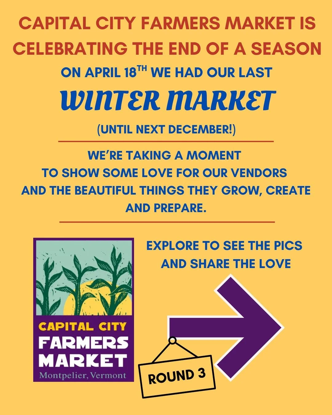 Final Round of our Winter Market Vendor Appreciation series!

Explore the pics and share some love for these amazing people. The passion is everywhere. 

Thank you to our entire market community for making this possible! 

#farmersmarket #ilovermont 