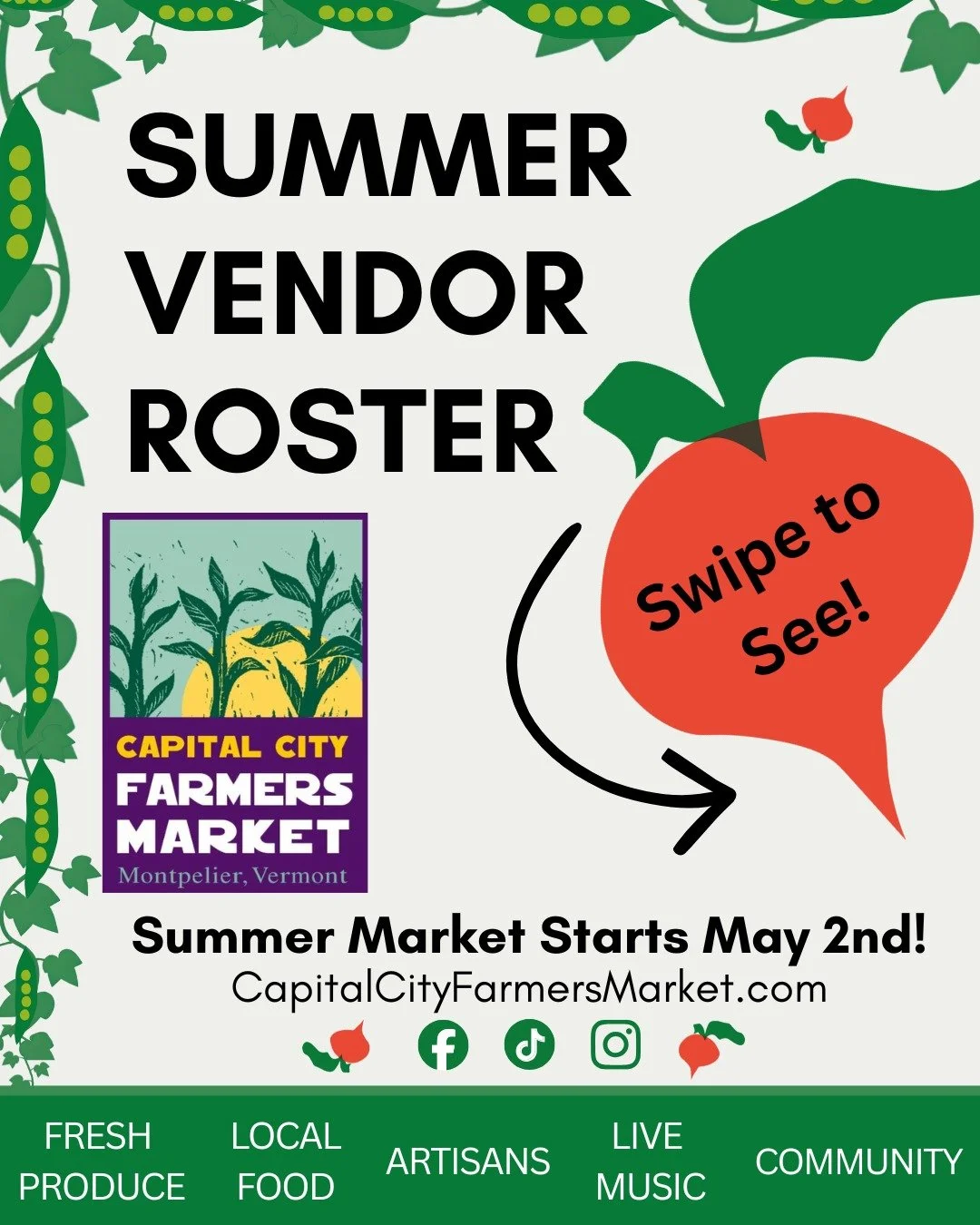 Whoa! 

We sincerely hope you'll join us for summer market so we can all be surrounded by the beautiful and delicious things these passionate people are making, growing and preparing.

Best part is when we're all there together. 

Live music every we