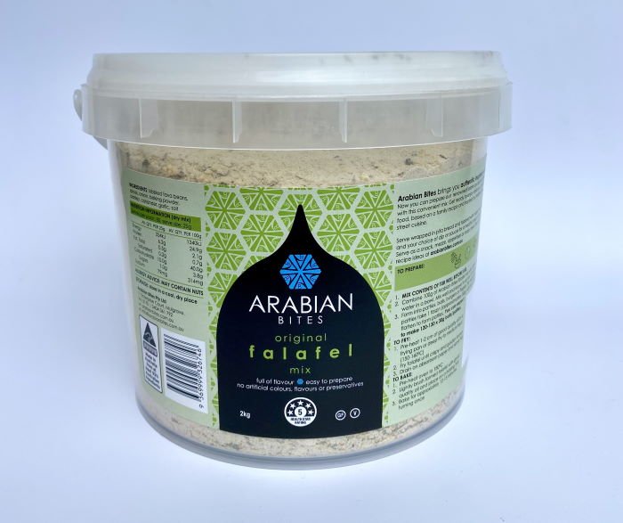 Pictured: Arabian Bites Original 2kg tub for foodservice.