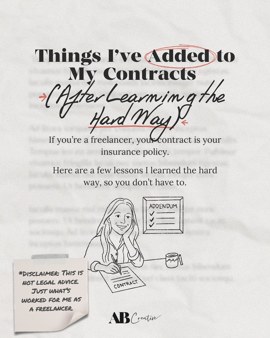 Freelancers: if you&rsquo;ve ever been burned by a contract, this is for you.

Most of these contract terms?
They came from one very awful incident.

I wasn&rsquo;t the only one this client took advantage of, but it hit hard.
It taught me what my con