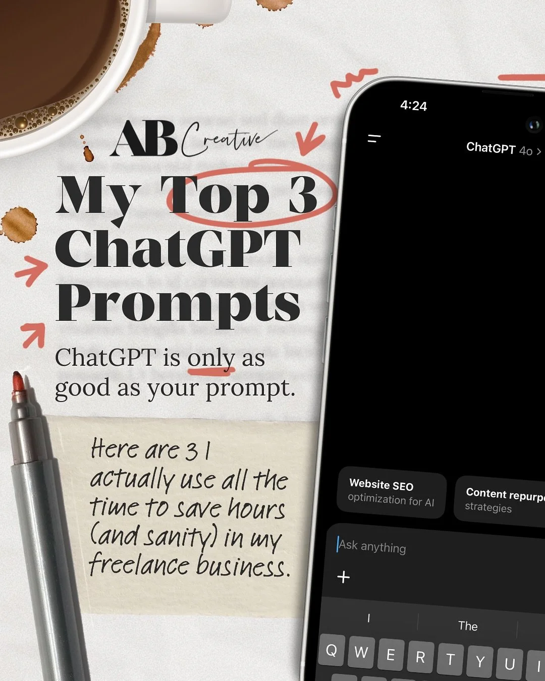 ChatGPT is legitimately the freelance sidekick/imaginary co-worker I never knew I needed.

It saves me SO MUCH time.
It helps me reduce costs for my clients.
And it&rsquo;s basically the personal assistant I now can&rsquo;t imagine working without.

