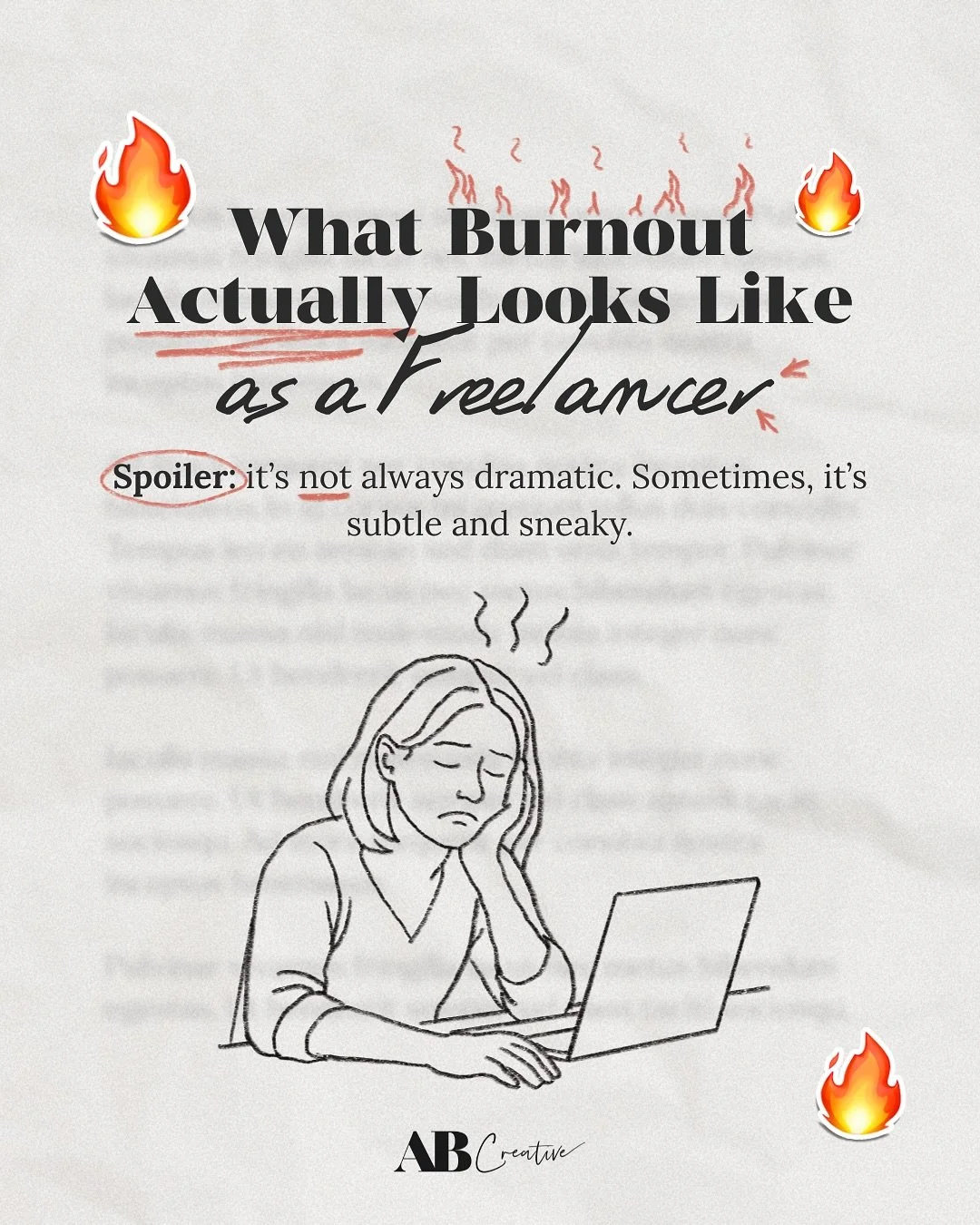 Burnout doesn&rsquo;t always hit like a truck.
Sometimes, it&rsquo;s a slow leak.

For me, it was:
✔ Saying yes when I shouldn&rsquo;t
✔ Dreading client messages I used to enjoy
✔ Feeling guilty for resting

The fix?
&rarr; Schedule based on energy, 