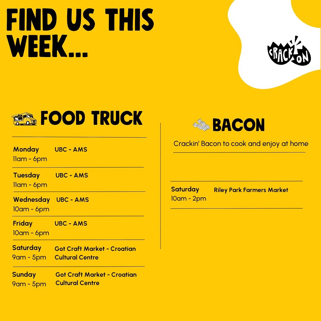 We&rsquo;re campus kids this week 😎
Catch us at UBC AMS serving crackin&rsquo; goodness Monday&ndash;Friday.

Then we&rsquo;re switching gears and heading to the Got Craft Market at the Croatian Cultural Centre all weekend long.
Come for the crafts,