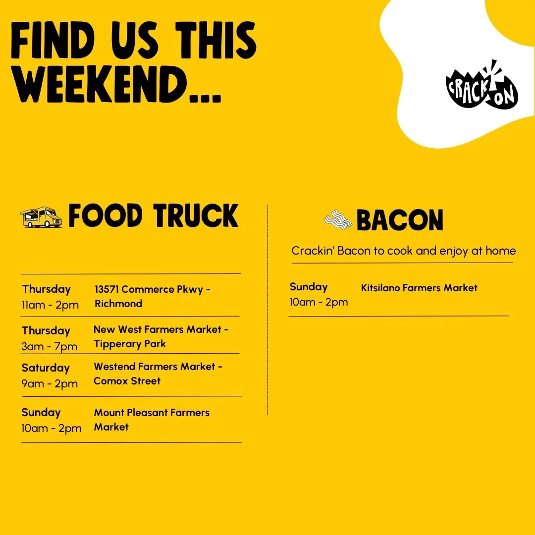 First time in New West, first summer markets in the West End and Mount Pleasant&hellip; big week for the Crack On crew 🍳🥓

We&rsquo;re kicking off the season properly with the New West Farmers Market for the first time, plus the openers for the Wes