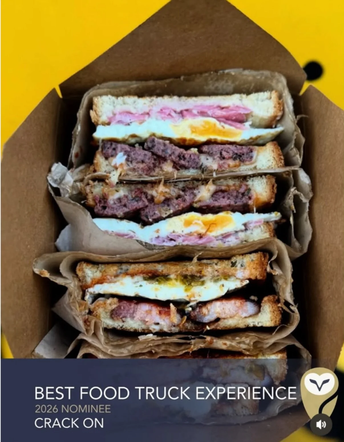 WE MADE IT 🦉🔥

Crack On is officially a finalist in the 2026 Golden Owl Awards!

Honestly, we&rsquo;re absolutely buzzing. What started with a food truck, a few breakfast sandwiches and a slightly ridiculous amount of bacon has turned into somethin