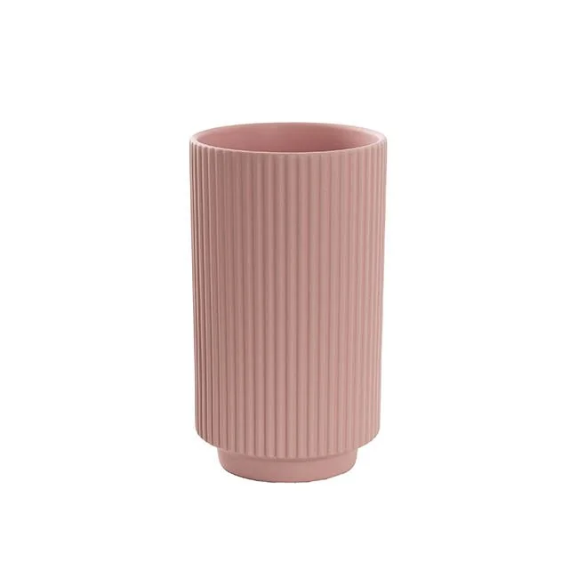 466158BP  Ceramic Mykonos Muse Vase Matte Blush Pink (14x14x24cmH).jpg