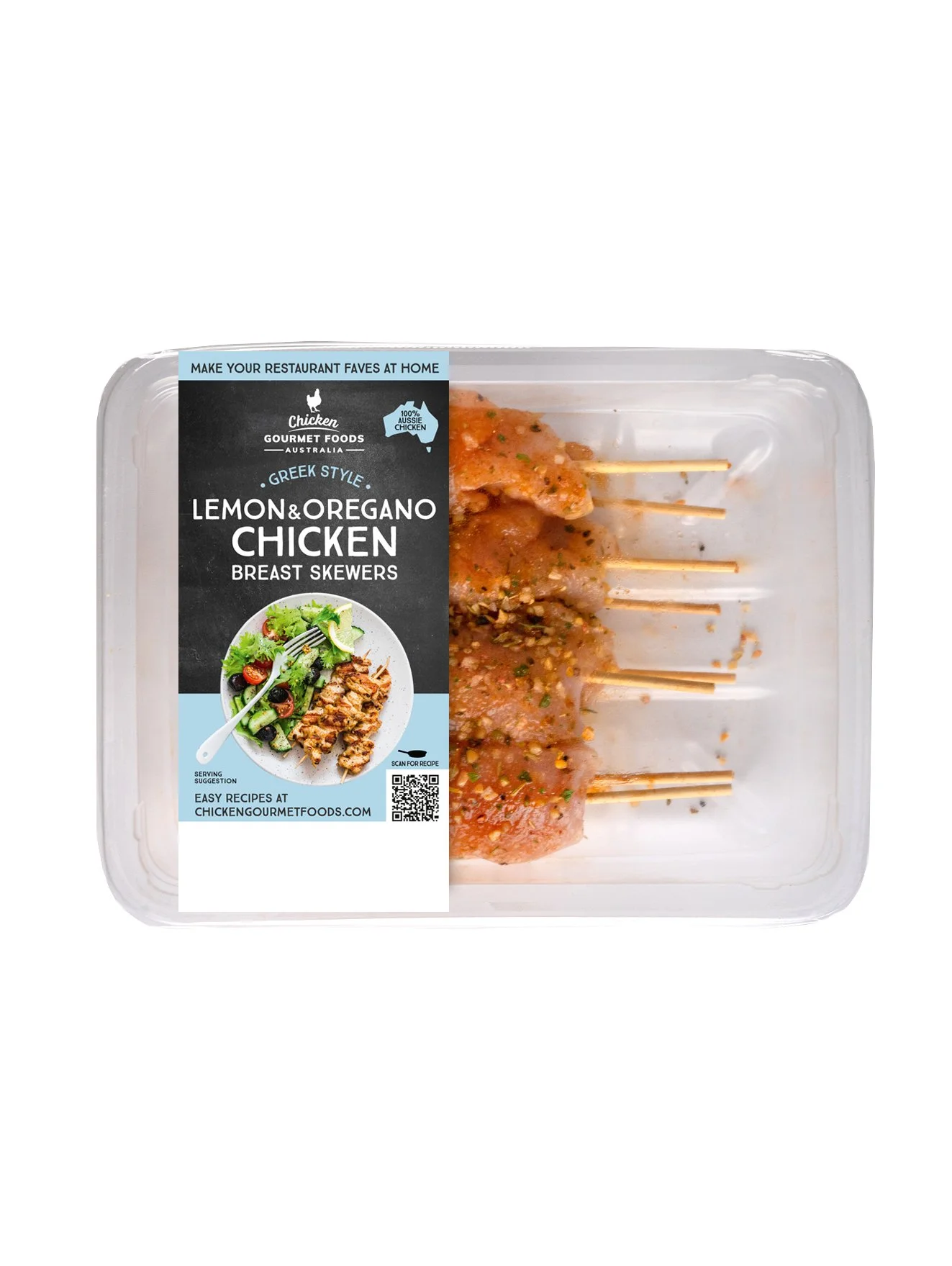 Lemon & Oregano Breast Chicken Skewers