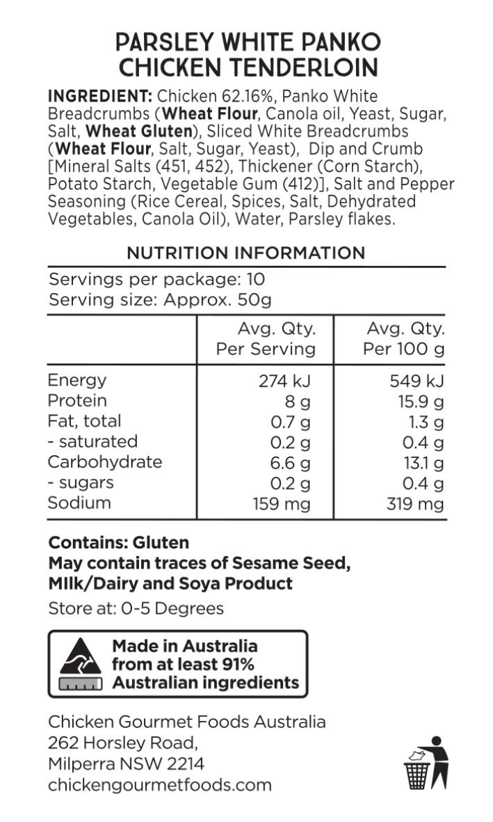 Crumbed Chicken Tenderloin — Chicken Gourmet Foods Australia